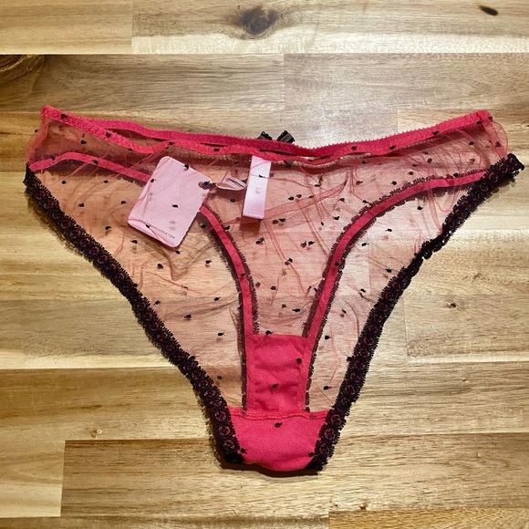 Agent Provocateur Pink and Black Mesh Poppie Brief AP 5 - Picture 3 of 4